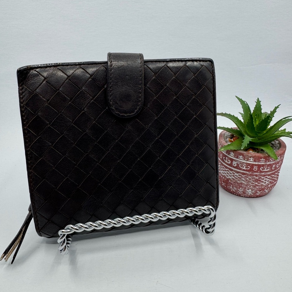 Bottega Veneta Intreciatto Brown Bifold Wallet